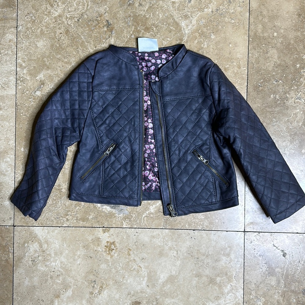 Toddler girls gray biker jacket